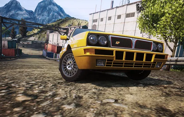 Picture the city, lights, car, view, need for speed most wanted 2, Lancia delta integrale