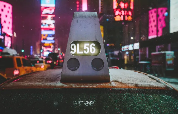 Picture glass, drops, street, New York, taxi, Manhattan, cars, United States