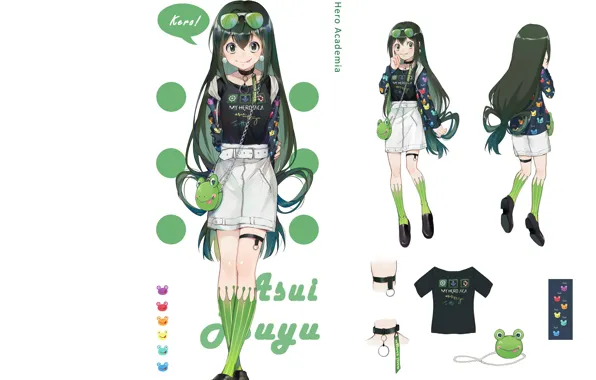 Girl, white background, Boku no Hero Academy, My hero Academy, Asui Tsu