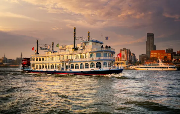Retro, steamer, Hamburg, a pleasure