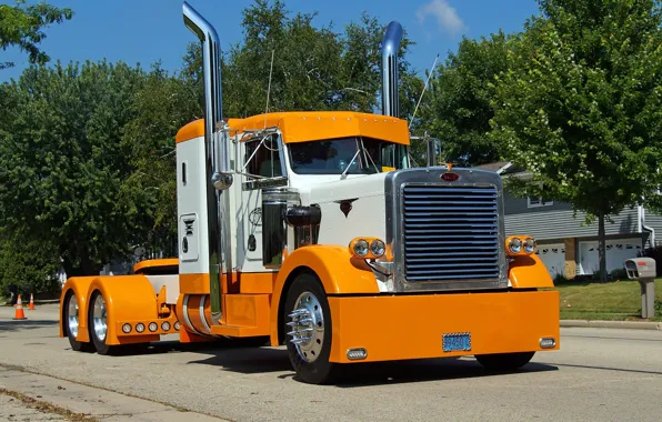 Wallpaper Orange, White, Peterbilt, Hrome images for desktop, section ...