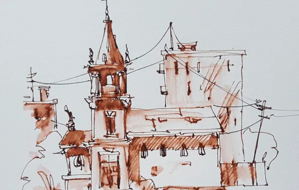 Picture the city, paint, figure, watercolor