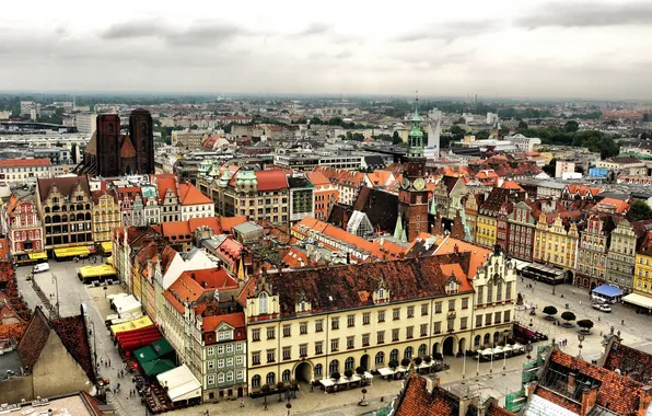 Picture home, Poland, panorama, the view from the top, street, Wroclaw