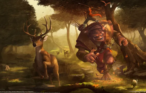 Picture forest, deer, hunting, Goblin