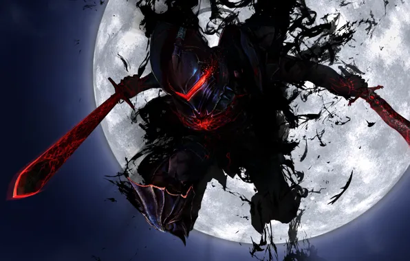 Picture weapons, jump, the moon, sword, art, armor, fate stay night, armor