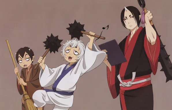 Emotions, broom, Japanese clothing, Mace, horn, youkai, Mace, hoozuki