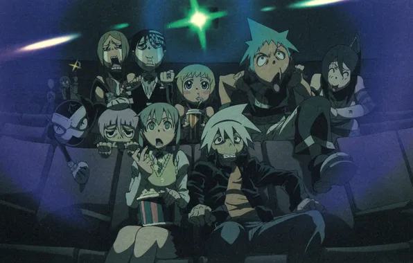 Look, movie, Wallpaper, chairs, Anime, popcorn, Soul Eater