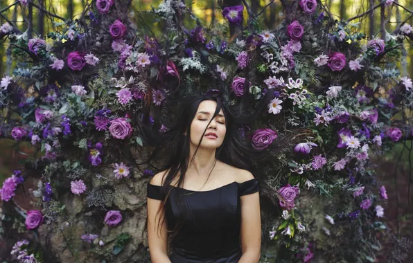 Picture girl, flowers, Michelle Chu