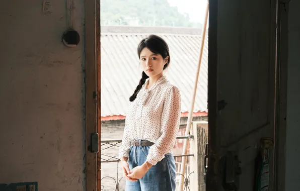 House, Beautiful, Asian, Model, Denim, Woman, Cute, Jeans