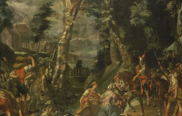 Oil, picture, canvas, mythology, The meeting of David and Abigail, Joachim Uteval