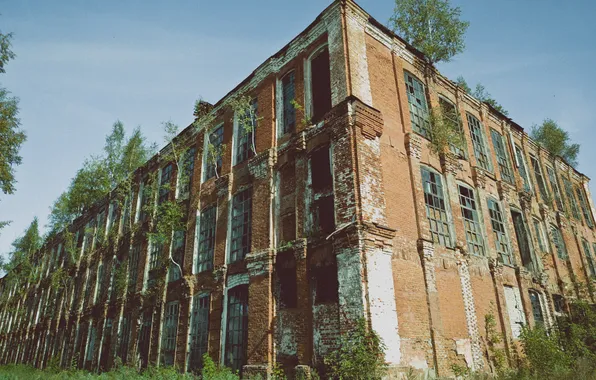 Autumn, the sky, grass, clouds, trees, building, Russia, architecture