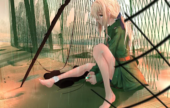Girl, mesh, art, Violet Evergarden
