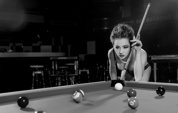Girl, sport, Billiards