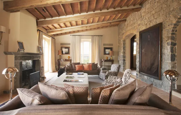 Picture design, style, Villa, interior, fireplace, living room, living room, villa Santanna