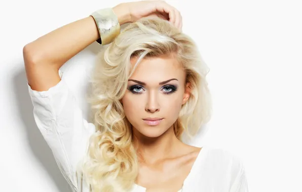 Picture blue eyes, blonde, looking, Make-up