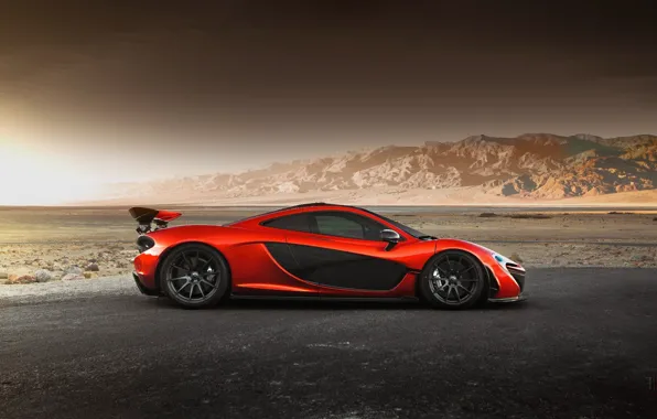 Picture McLaren, Orange, Hybrid, Side, Death, Sand, Supercar, Valley