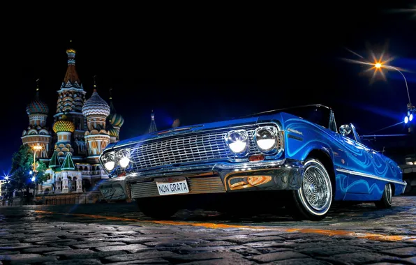 Auto, Moscow, St. Basil's Cathedral, Red square, Chevrolet Impala 1967