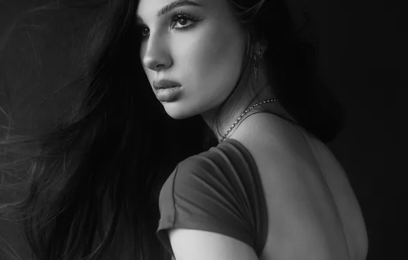 Model, portrait, black and white, Serge Smelyan