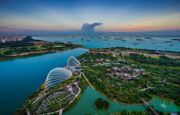 Picture landscape, night, the city, Singapore, Singapore Marina Bay