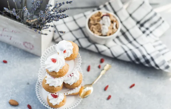 Cream, cakes, cupcakes, muffins