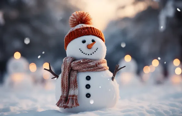 Winter, snow, Christmas, New year, snowman, Christmas, winter, snow