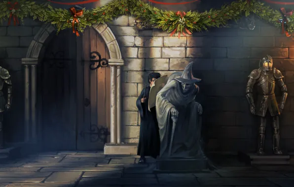 Armor, Christmas, statue, Harry Potter, witch, The Marauders Map