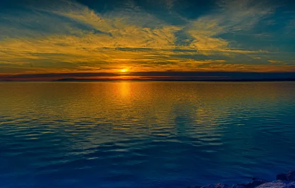 Sea, the sky, the sun, sunset