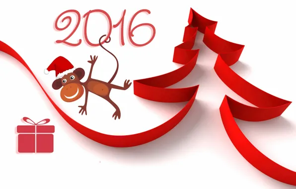 Red, box, gift, figure, new year, figures, tape, white background