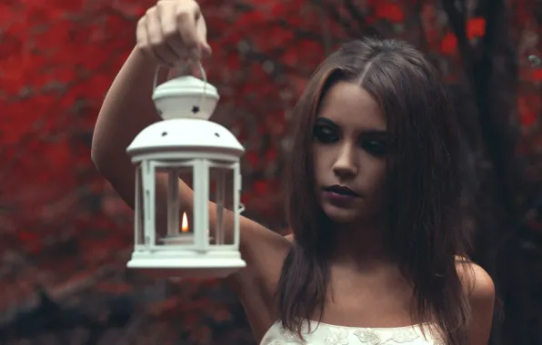 Girl, Candle, lantern, Gothic, Kseniya Kokoreva