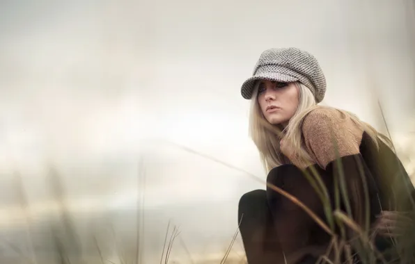Girl, background, hat