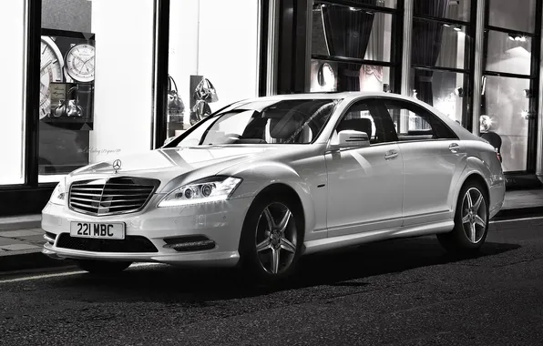 Picture mercedes-benz, amg, black and white, sports, s350