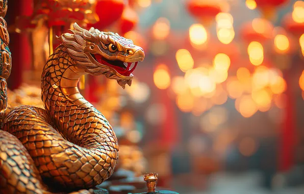 Snake, figures, snakes, New year, gold, date, symbol of the year, gold