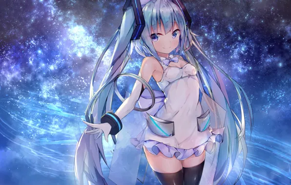 Girl, space, vocaloid, hatsune miku, twiska (doubitian)