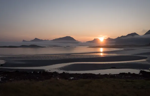 Picture Norway, Yttersand Beach, Morning Fog, Fredvang Lofoten Islands