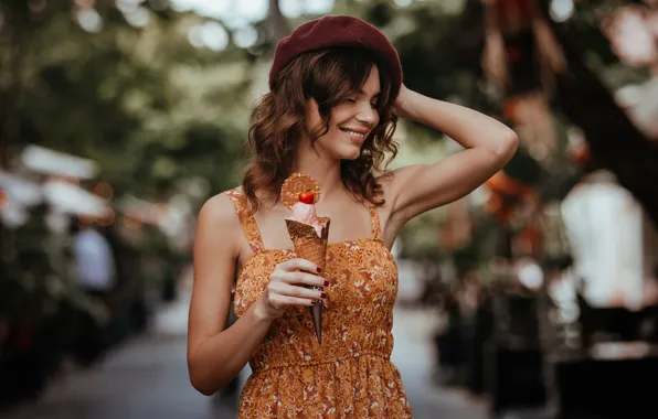 Picture smile, hat, dress, ice cream, hat, Alisa, Patrick Conway