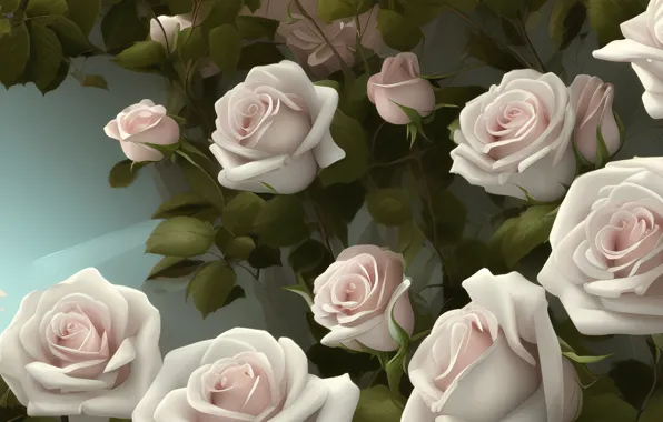 Roses, art, digital art, digital art, AI art, neural network, digital painting, the art of …