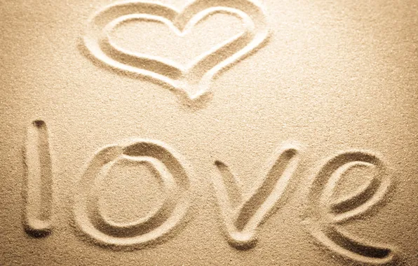 Sand, love, the inscription, heart, love, heart, sand