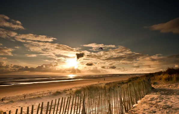 Sea, landscape, sunset