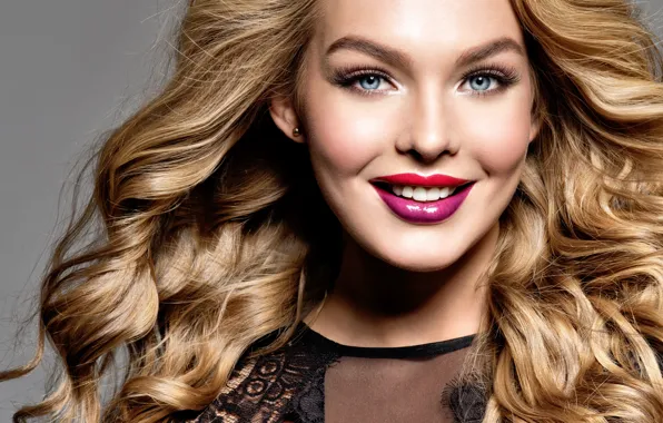 Picture girl, face, smile, model, portrait, blonde, curls, Valua Vitaly