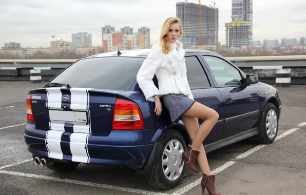 Picture auto, look, girl, Girls, Opel, Parking