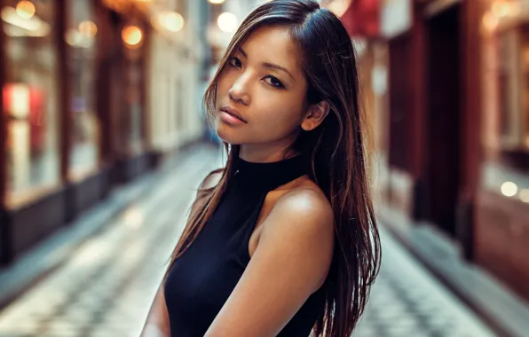 Look, girl, face, hair, portrait, Asian, Fabien Mir, Emeline Vu