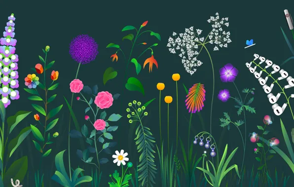 Flowers, background, apple