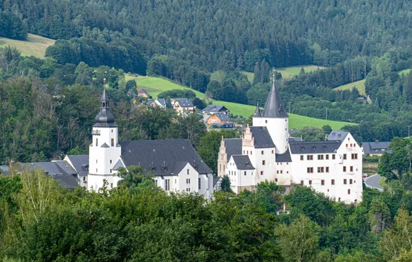 Germany, forest, locks, Saxony, schwarzenberg castle