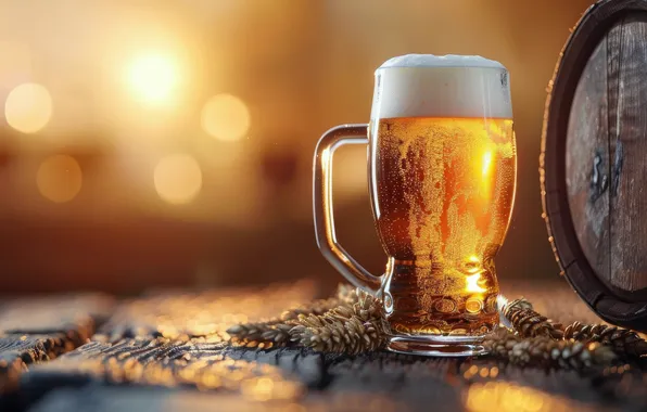 Glass, foam, light, Board, glass, beer, mug, barrel