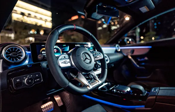 Mercedes-Benz, Mercedes, AMG, steering wheel, CLA-class, CLA-Class, Mercedes-AMG, Mercedes-AMG CLA 45 4MATIC+ "Dark Night Edition"