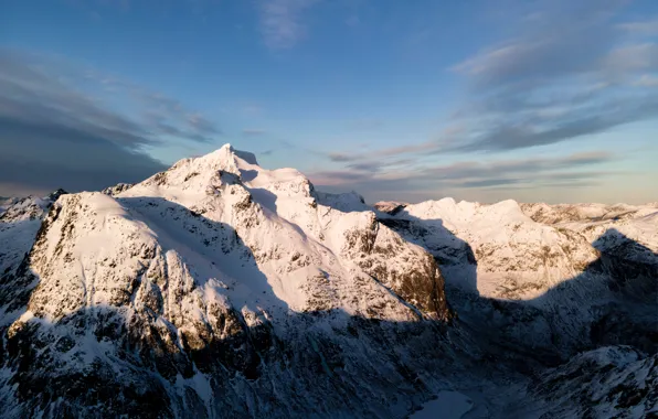 Picture mountains, shadow, Norway, Lofoten