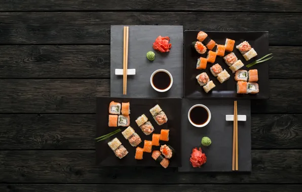 Sticks, sauce, sushi, sushi, rolls, ginger, set, wasabi