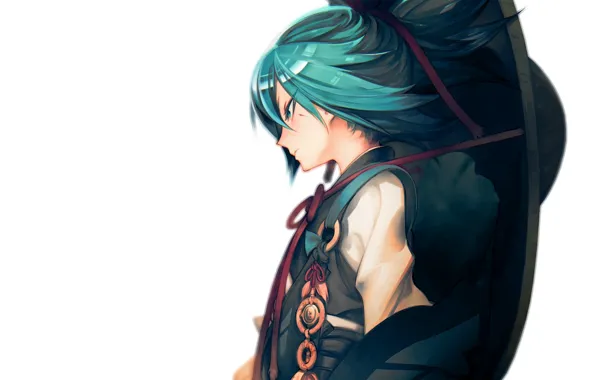 Hat, white background, guy, art, touken ranbu, Dance of swords, zubonara, sayo samonji