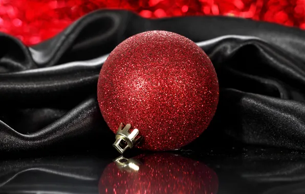 Picture red, reflection, toy, new year, ball, Christmas