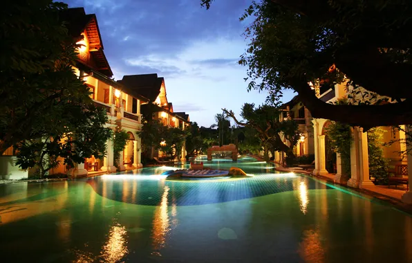 Picture the evening, pool, Thailand, resort, resort, entrance, khum phaya